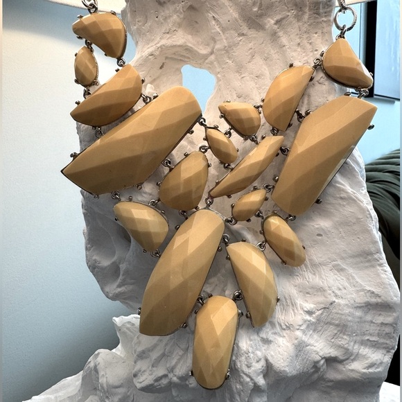 BCBG Chunky Tribal Statement Necklace in Bone and Silver - Picture 3 of 6